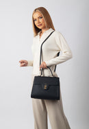 Estelle Genuine Leather Handbag (Black)