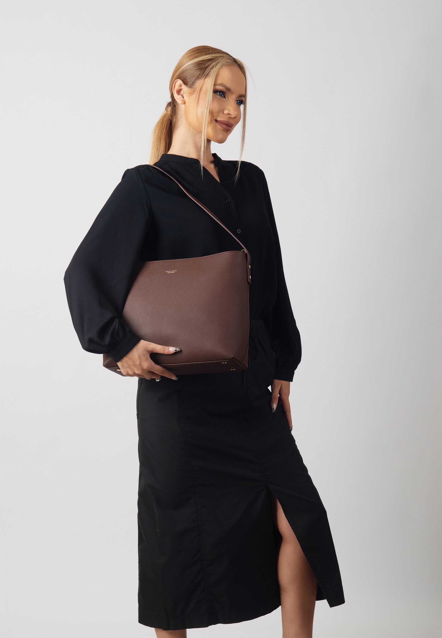 Victoria Genuine Leather Handbag (Brown)