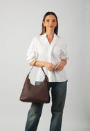 Vera Genuine Leather Handbag (Brown)