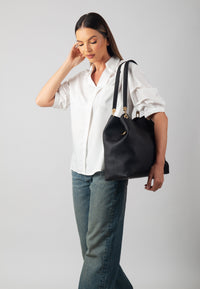 Stella Genuine Leather Handbag (Black)