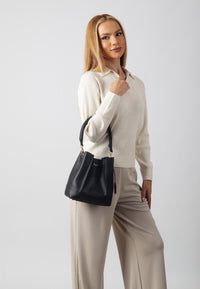 Adaline Genuine Leather Handbag (Black)