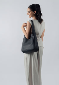 Ellie Genuine Leather Handbag (Black)