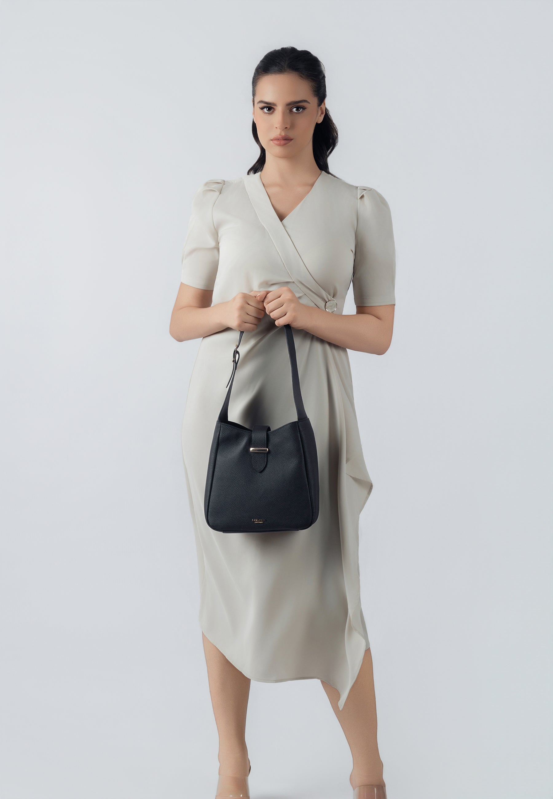 Emily Genuine Leather Handbag (Black)