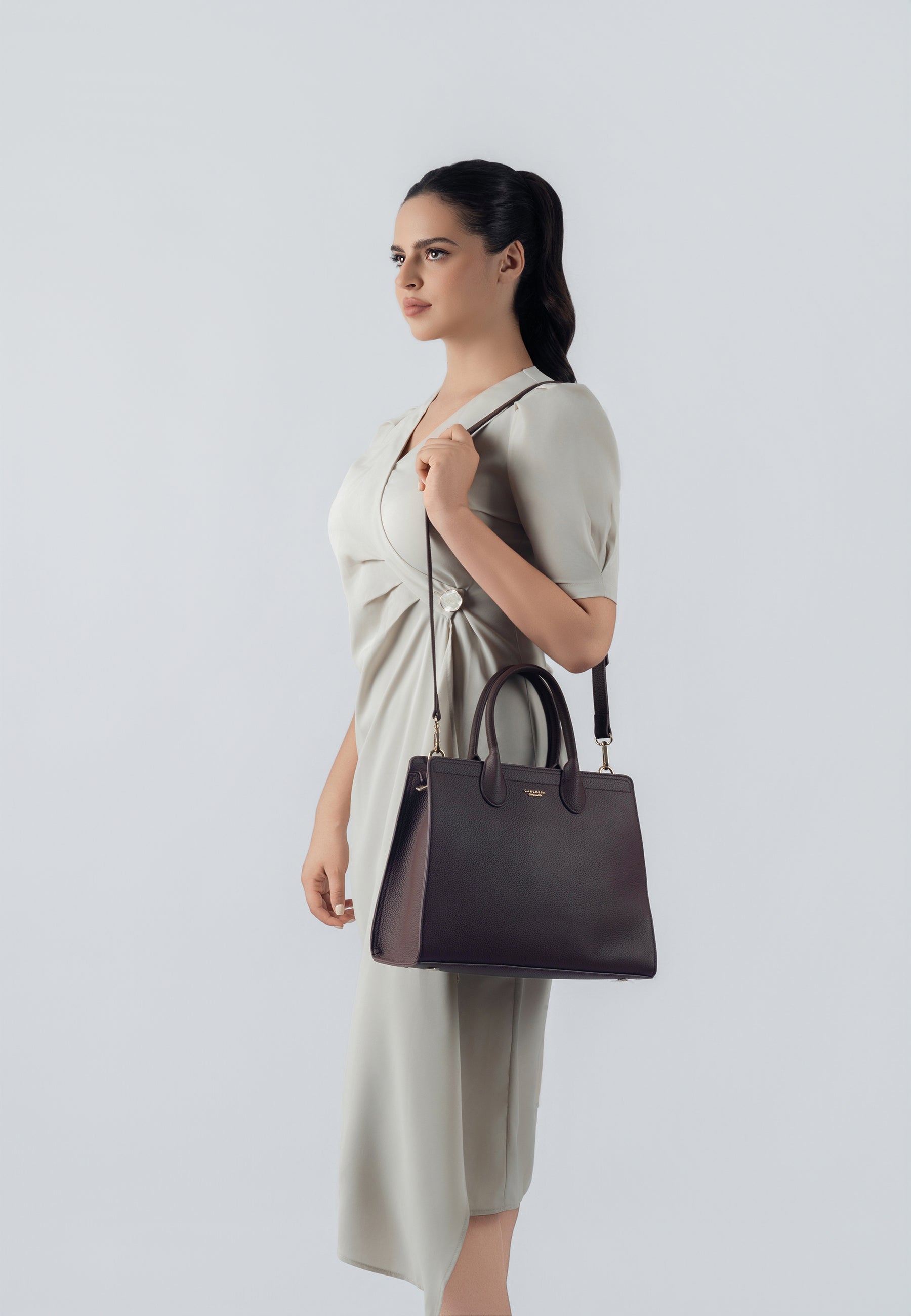 Nora Genuine Leather Handbag (Brown)