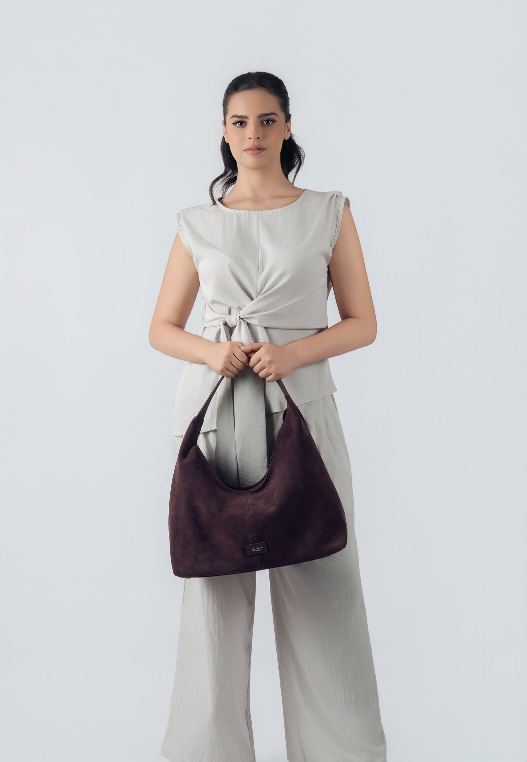 Eliana Suede Handbag (Brown)