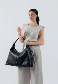 Madeline Genuine Leather Handbag (Black)